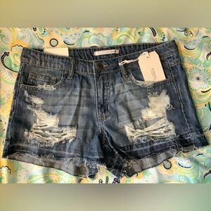 NWT Women’s KLIQUE B. Distressed Boyfriend/Shorts Sz 26 (Sz 4) Handcraft Denim